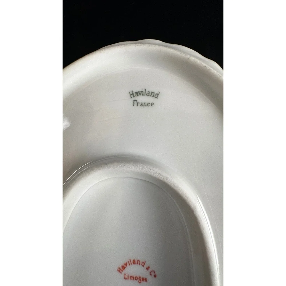 Haviland Limoges Gravy Boat Attached Underplate Schleiger 788 Floral Gold 9in